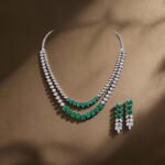 Emerald & Diamond Elegance Necklace & Earrings Set