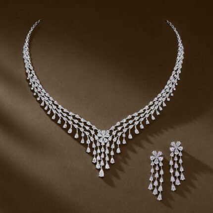 Diamond Cascade Necklace & Earrings Set