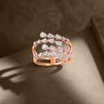 Cascading Pear Diamond Multi-Row Rose Gold Ring