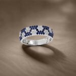 Blue Sapphire & Diamond Pavé Mosaic Band