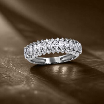 Marquise & Round Diamond Crown Anniversary Band