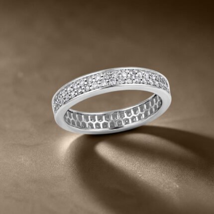 Double-Row Micro-Pavé Honeycomb Diamond Eternity Band