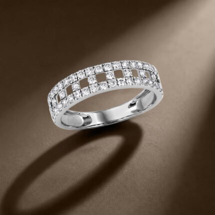 The Sovereign Double-Row Lattice Diamond Ring