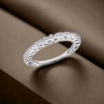 Vine-Carved Gallery Micro-Pavé Diamond Band