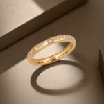 Flush-Set Scattered Diamond Yellow Gold Band