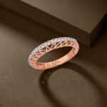 Vine-Carved Gallery Micro-Pavé Rose Gold Band