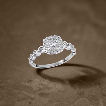 Cushion Double Halo & Twisted Marquise Diamond Ring